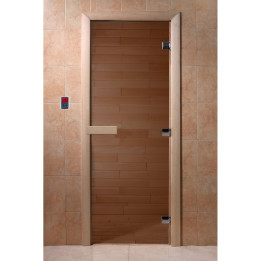 Pirts (saunas) durvis 1800x700, 8mm, 3 eņģes bronza