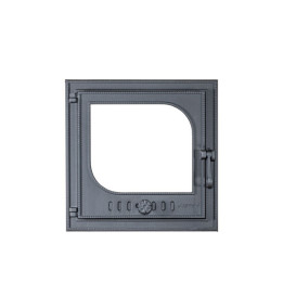 Cast iron fireplace door with glass 470x470mm