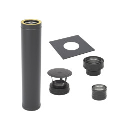 Eristetty savupiippu D115/210mm, 1m, sarja - musta